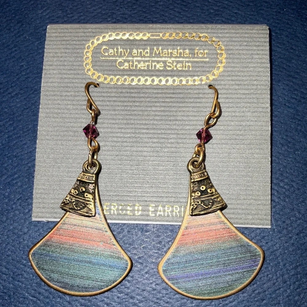 Cathy and Marsha for Catherine Stein Dangle Earrings Art Deco Bohemian Flair - Picture 6 of 9